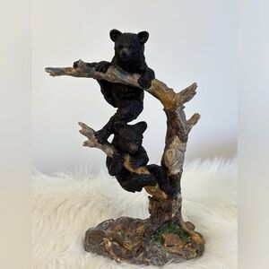 Rustic Black Bear Climbing Sculpture